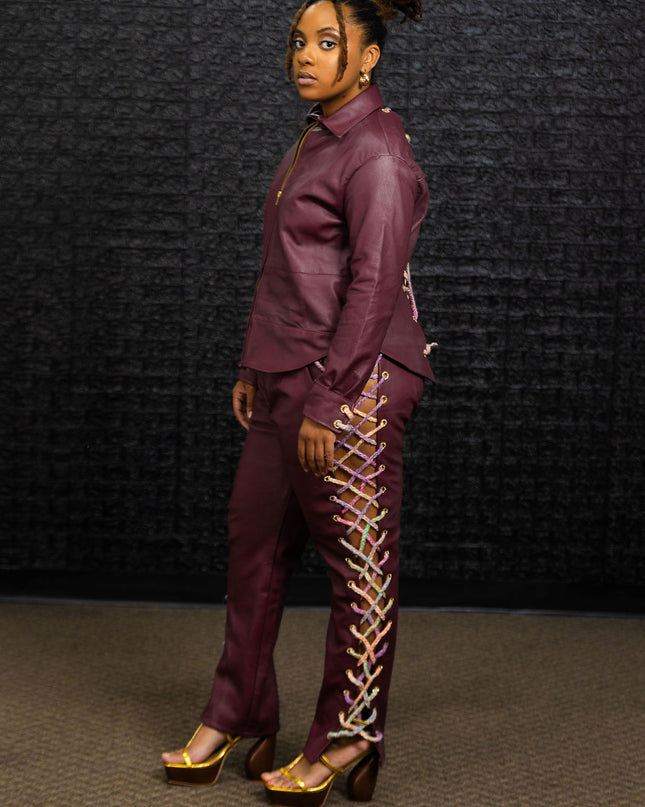 Crochet-Leather Statement Set