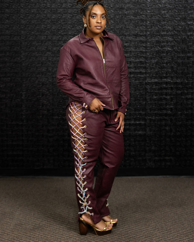 Crochet-Leather Statement Set